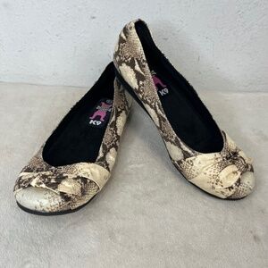 Womens shoes sz 6.5M Rocket Dog K9 Nakita slip on faux snake skin brwn cream blk